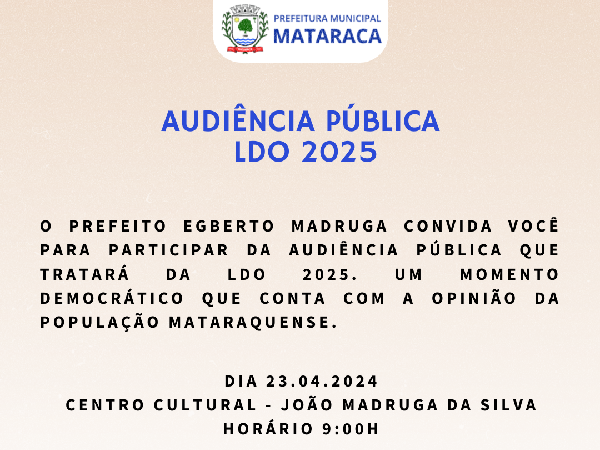 AUDIÊNCIA PÚBLICA PARA LDO 2025